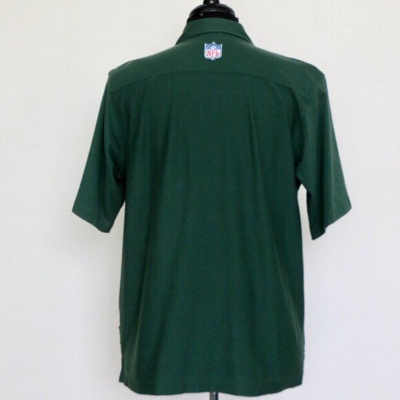 NEW! NFL Reebok Green Bay Packers Button Front Short Sleeve Shirt Green SZ M - Picture 3 of 8